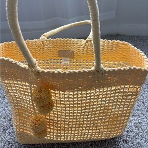 Chic Yellow Woven Tote Bag